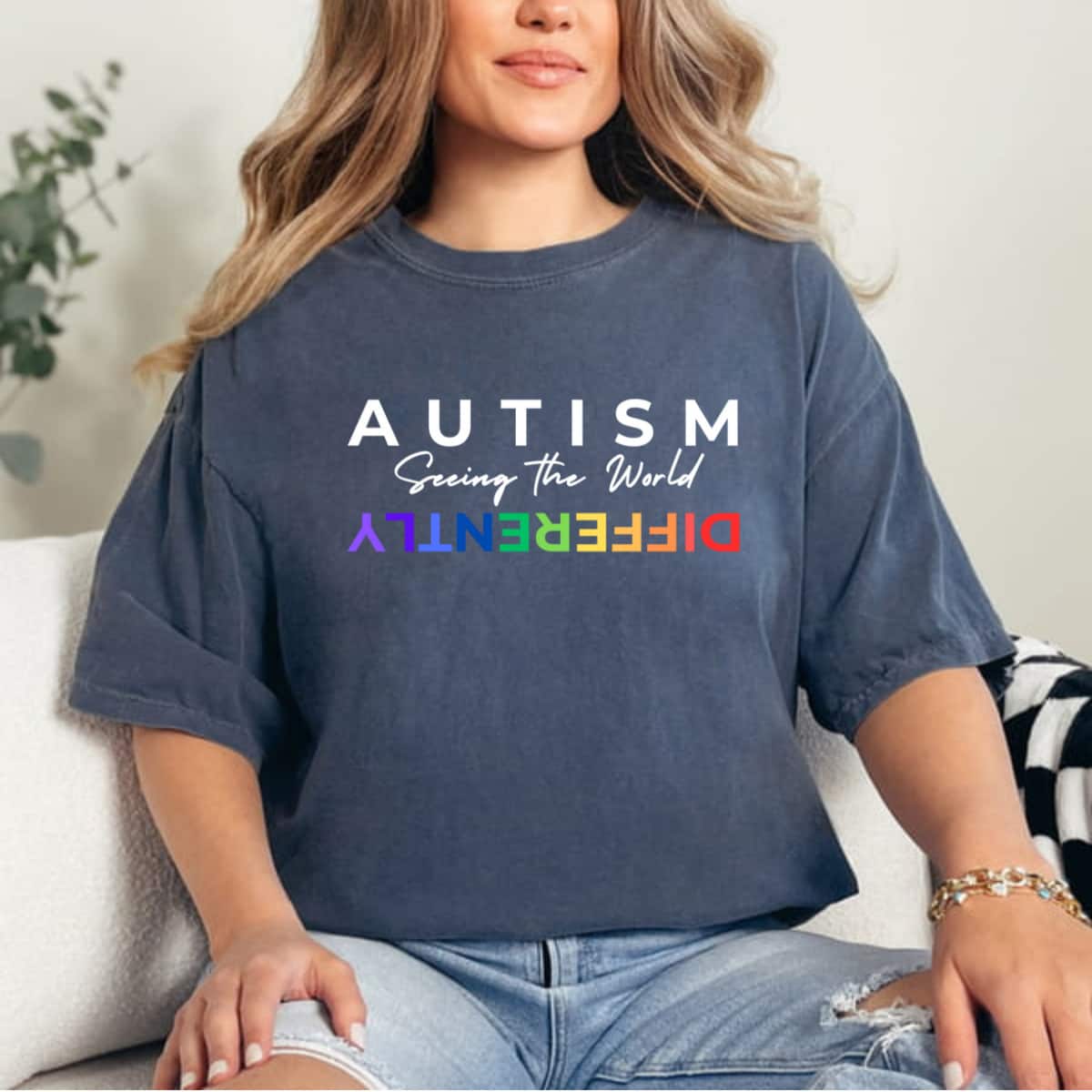 Rainbow Autism Awareness Seeing The World Differently T-Shirt Rainbow Autism Awareness Seeing The World Differently T-Shirt