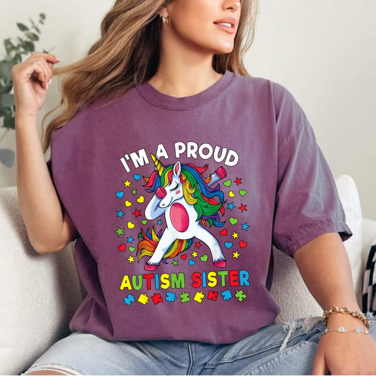 Autism Awareness Unicorn I Am A Proud Autism Sister T-Shirt Autism Awareness Unicorn I Am A Proud Autism Sister T-Shirt