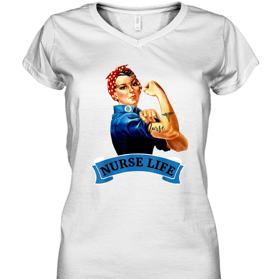 Strong Women Rosie The Riveter Vintage Retro Nurse Life Appreciation Feminist T-Shirt Strong Women Rosie The Riveter Vintage Retro Nurse Life Appreciation Feminist T-Shirt