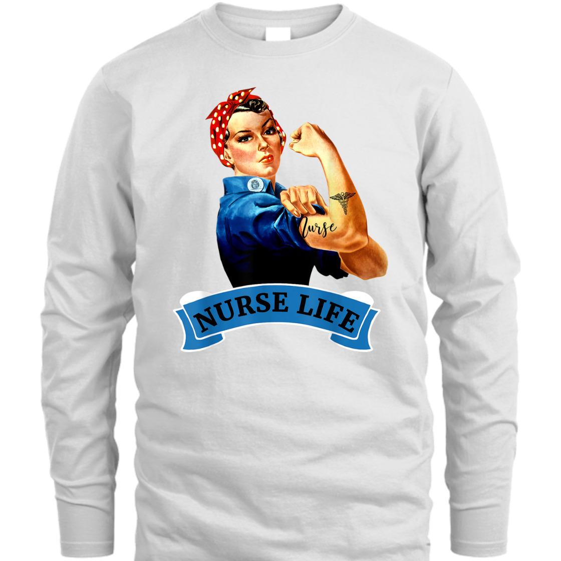 Strong Women Rosie The Riveter Vintage Retro Nurse Life Appreciation Feminist T-Shirt Strong Women Rosie The Riveter Vintage Retro Nurse Life Appreciation Feminist T-Shirt