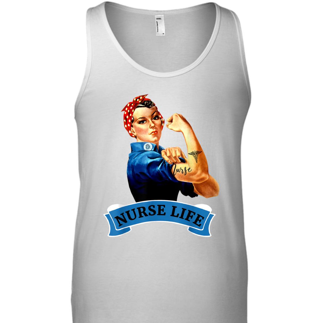 Strong Women Rosie The Riveter Vintage Retro Nurse Life Appreciation Feminist T-Shirt Strong Women Rosie The Riveter Vintage Retro Nurse Life Appreciation Feminist T-Shirt