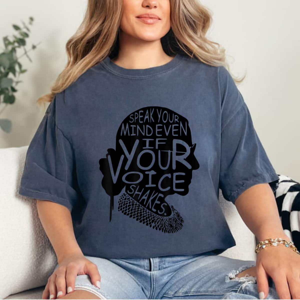 RBG Graphic Speak Your Mind Even If Your Voice Shakes T-Shirt RBG Graphic Speak Your Mind Even If Your Voice Shakes T-Shirt