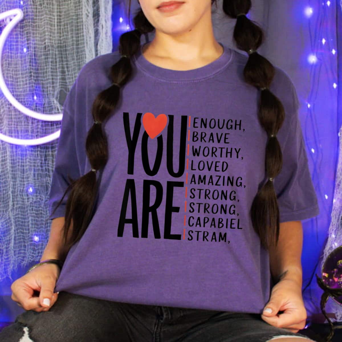 You Are Enough Brave Worthy Loved Amazing Strong Smart Kind Heart T-Shirt You Are Enough Brave Worthy Loved Amazing Strong Smart Kind Heart T-Shirt