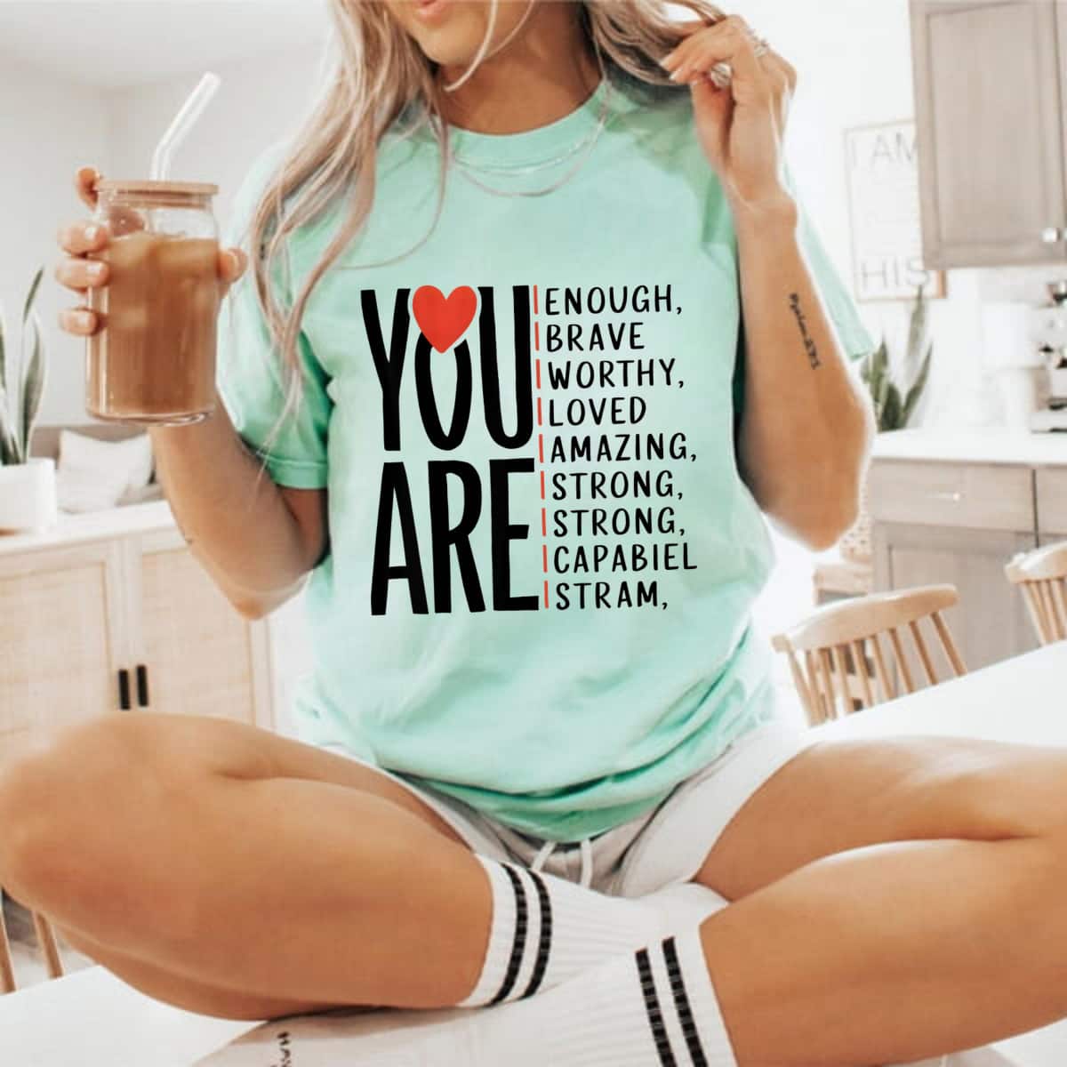 Heart You Are Enough Brave Worthy Loved Amazing Strong Smart Kind T-Shirt Heart You Are Enough Brave Worthy Loved Amazing Strong Smart Kind T-Shirt
