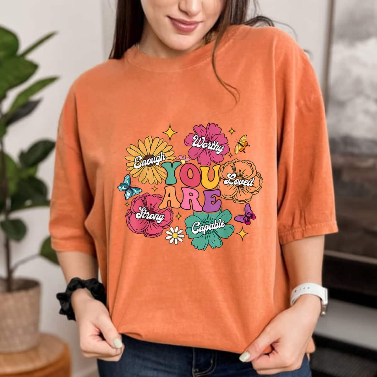 You Are Enough Loved Strong Floral Butterfly T-Shirt You Are Enough Loved Strong Floral Butterfly T-Shirt