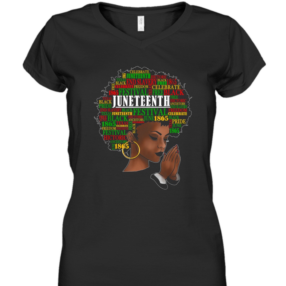 Strong Women Juneteenth Melanin Black Women Natural Hair Afro Word Art T-Shirt Strong Women Juneteenth Melanin Black Women Natural Hair Afro Word Art T-Shirt